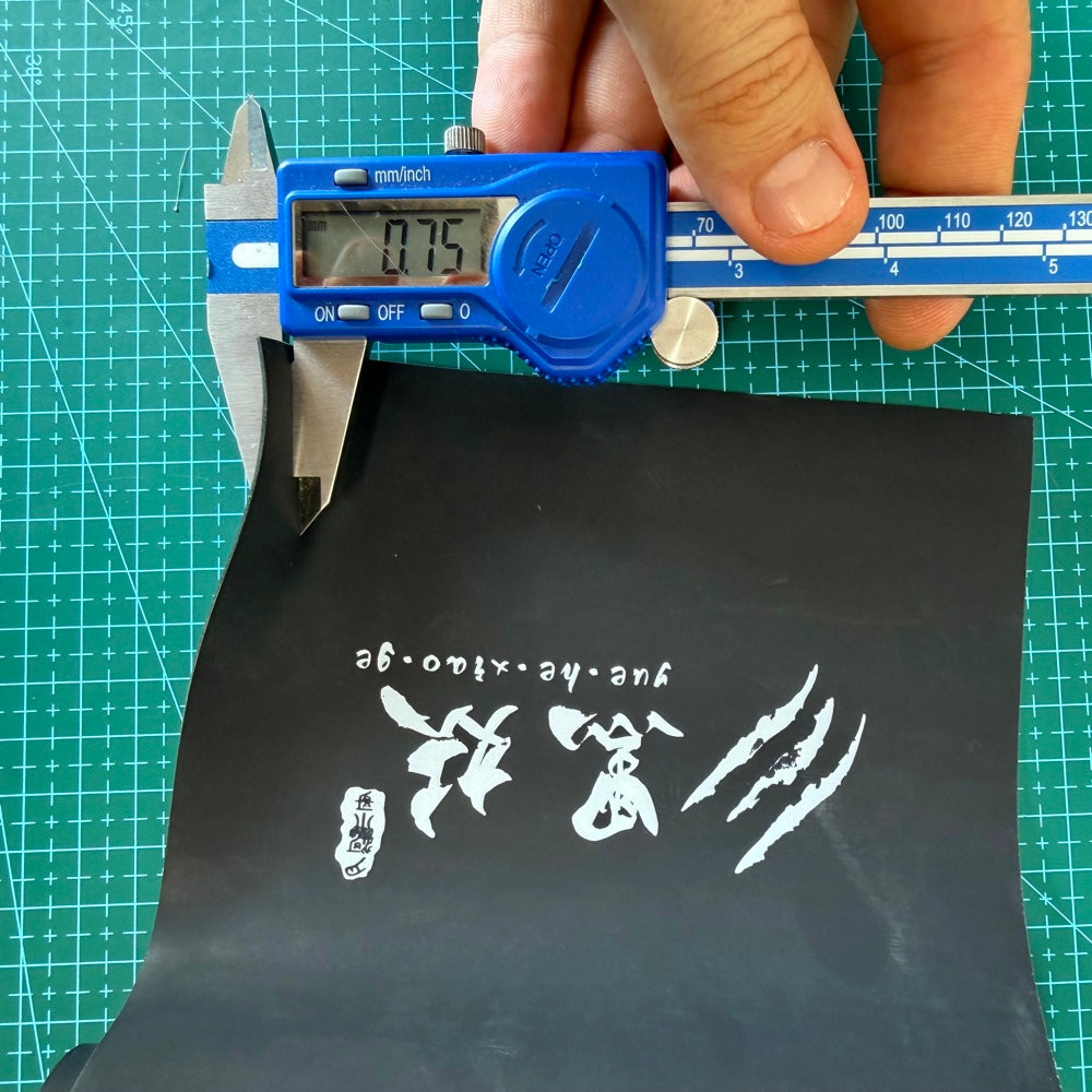 Black 0.75mm ultra-premium flat latex band roll 2 meters length 150mm width for custom DIY slingshot builds | Armament Mfg.