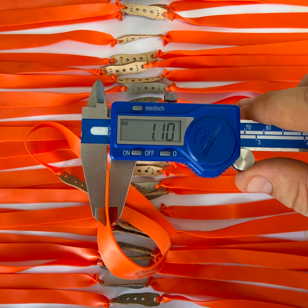 Close-up of premium natural latex band showing 1.1mm thickness and robust construction for maximum power | Armament Mfg.