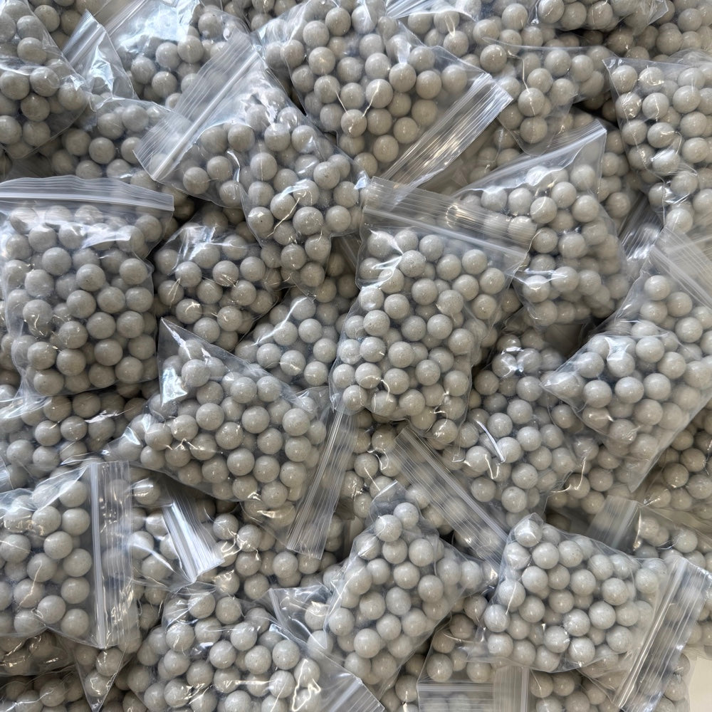 Light grey 10.5mm magnetic clay slingshot ammo pack of approximately 60 biodegradable pellets | Armament Mfg.