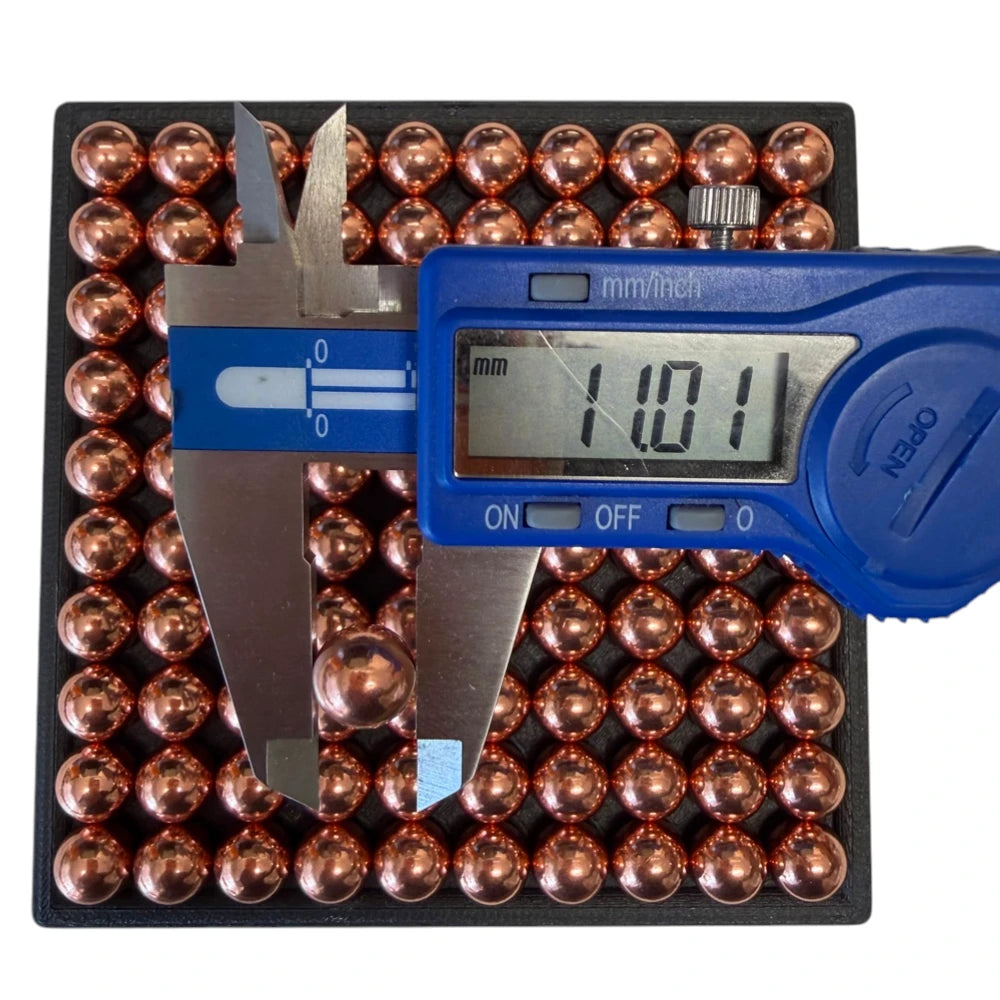 11mm Gold Standard Slingshot Ammo Plated Ball Bearings 100pcs Caliper Measurement