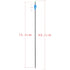 Measurement chart of an arrow with dimensions labeled on a white background