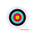 Close-up of archery target showing clear bullseye center and 1-10 scoring zones in yellow, red, blue, black and white | Armament Mfg.