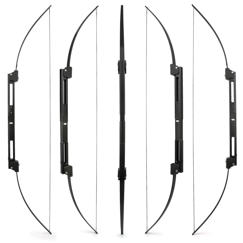 Black 40lbs folding survival bow with metal handle and flexible limbs - 148cm extended length for outdoor archery practice | Armament Mfg.