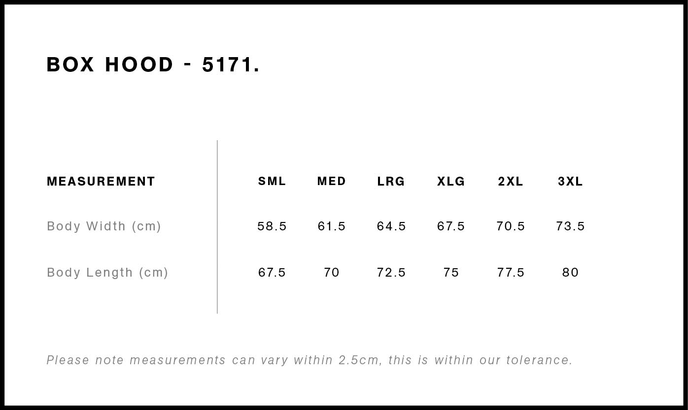 AS Colour 5171 Box Hood Size Guide