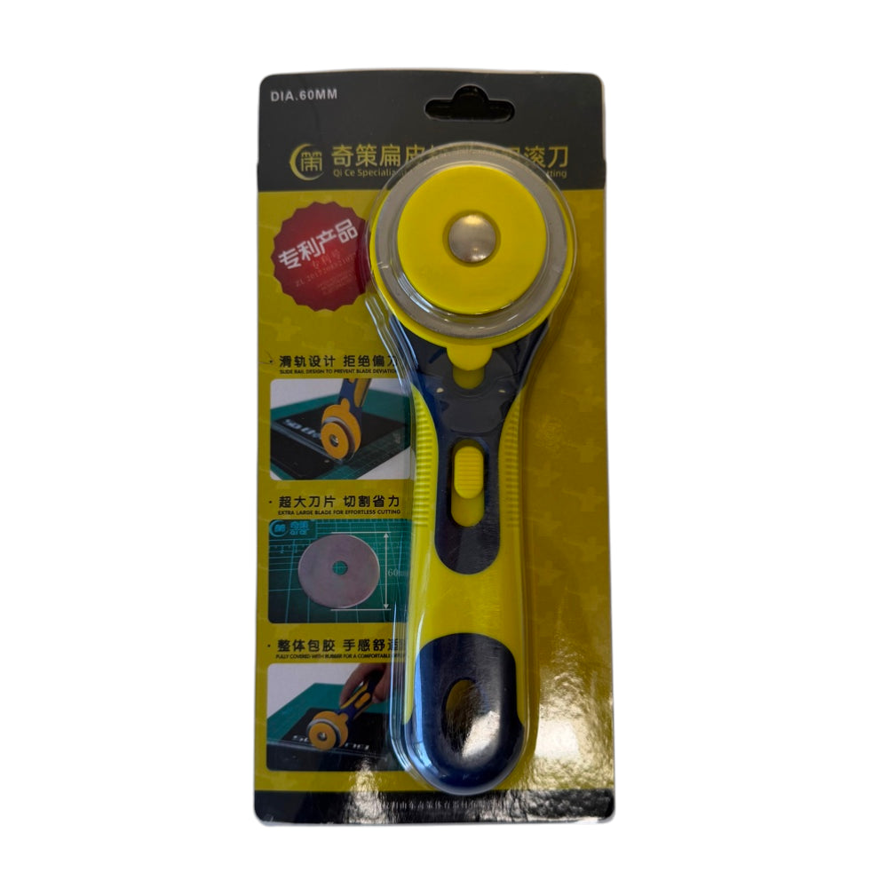 60mm rotary cutter tool with ergonomic handle and sharp blade for precision slingshot band cutting | Armament Mfg.