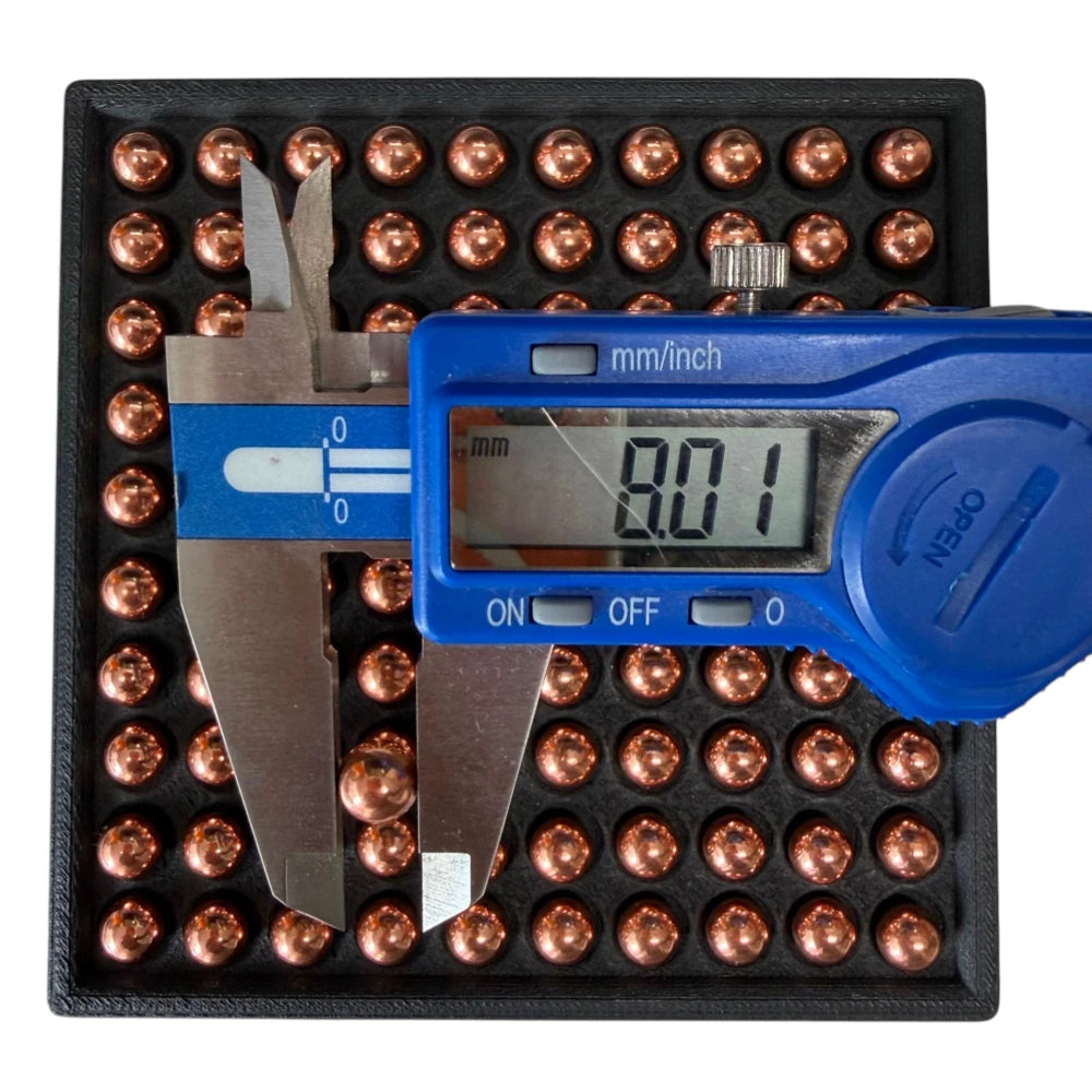 8mm Gold Standard Slingshot Ammo Plated Ball Bearings 100pcs Caliper Measurement