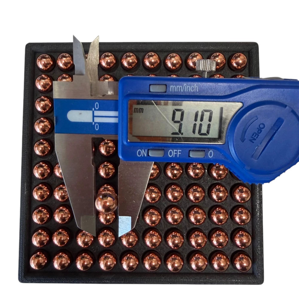 9mm Gold Standard Slingshot Ammo Plated Ball Bearings 100pcs Caliper Measurement