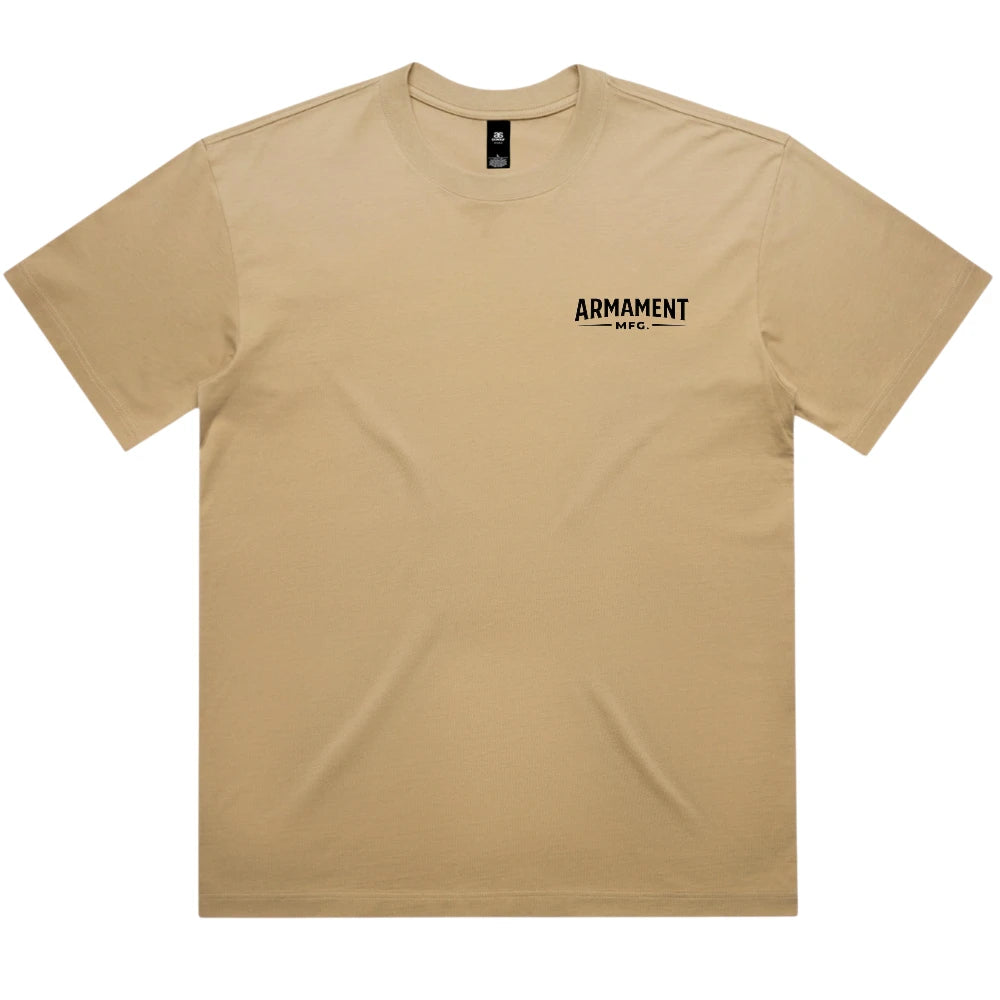 Armament Mfg. 5030 Box Tee- Khaki front view | Armament Mfg.