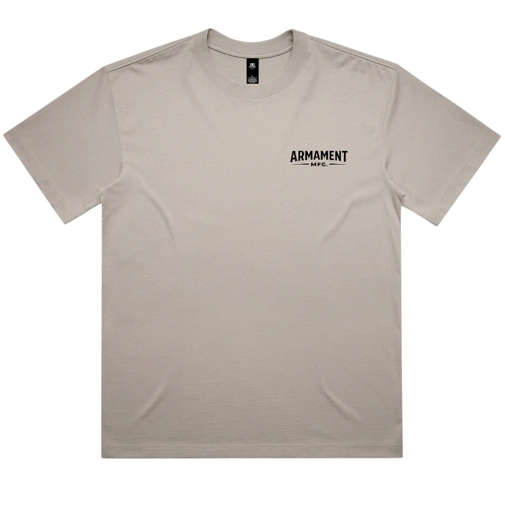 Armament Mfg. 5030 Box Tee- Mushroom front view | Armament Mfg.