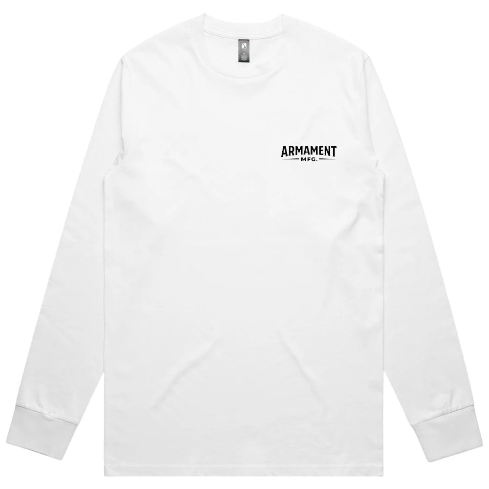 Armament Mfg. 5071 Classic L/S Tee- White front view | Armament Mfg.