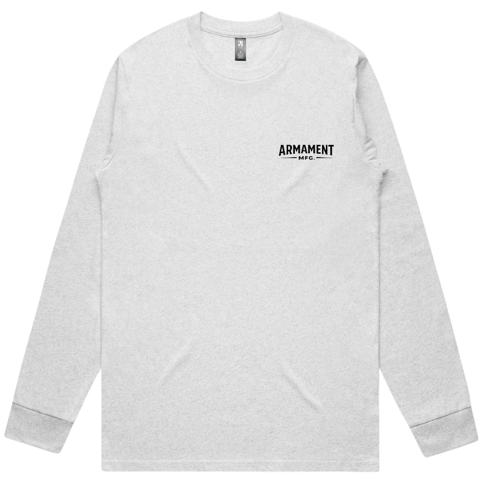 Armament Mfg. 5071 Classic L/S Tee- White Marle front view | Armament Mfg.