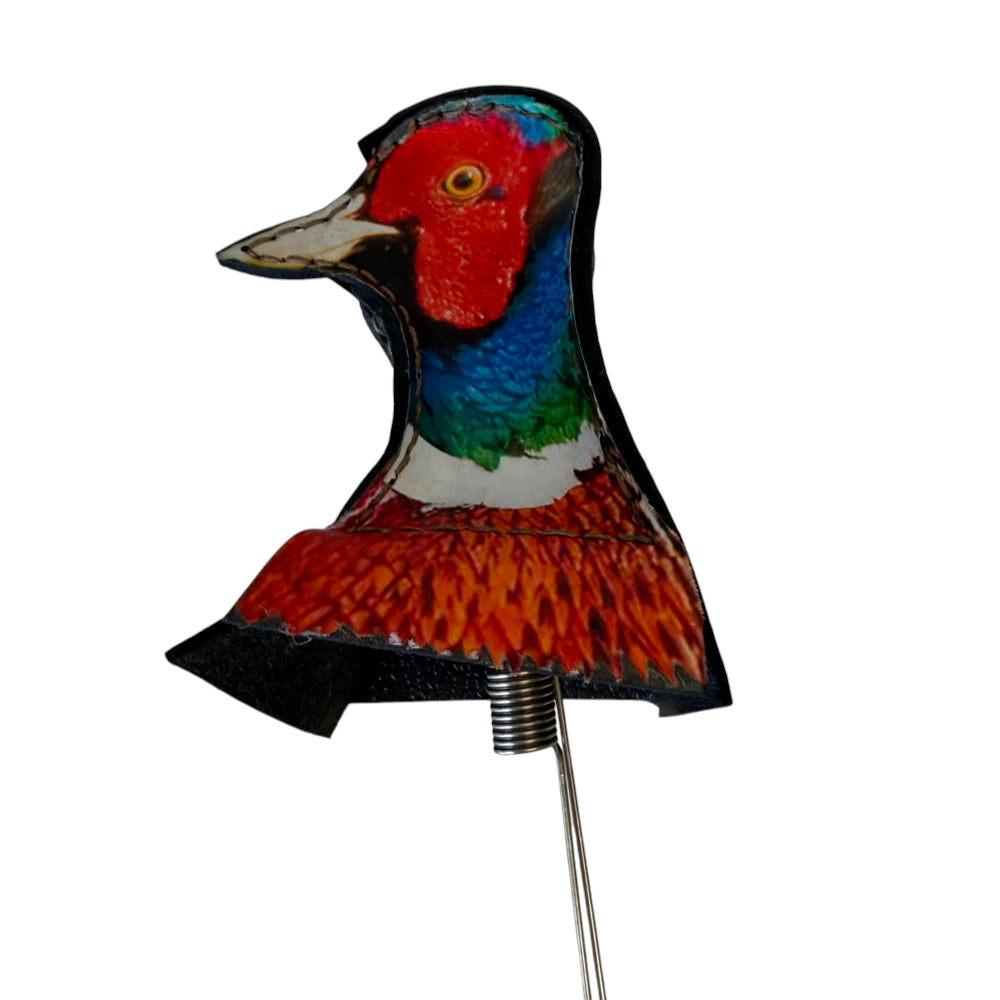 Bird head wobbling target 45cm tall with durable metal and PU leather construction for reactive slingshot practice | Armament Mfg.