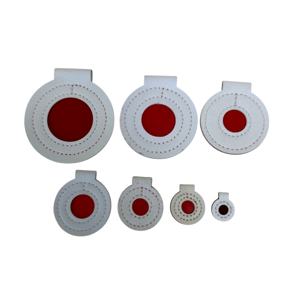 Microfiber spinner slingshot target set with 7 pieces ranging from 8cm to 2cm for precision practice | Armament Mfg.