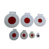 Microfiber spinner slingshot target set with 7 pieces ranging from 8cm to 2cm for precision practice | Armament Mfg.
