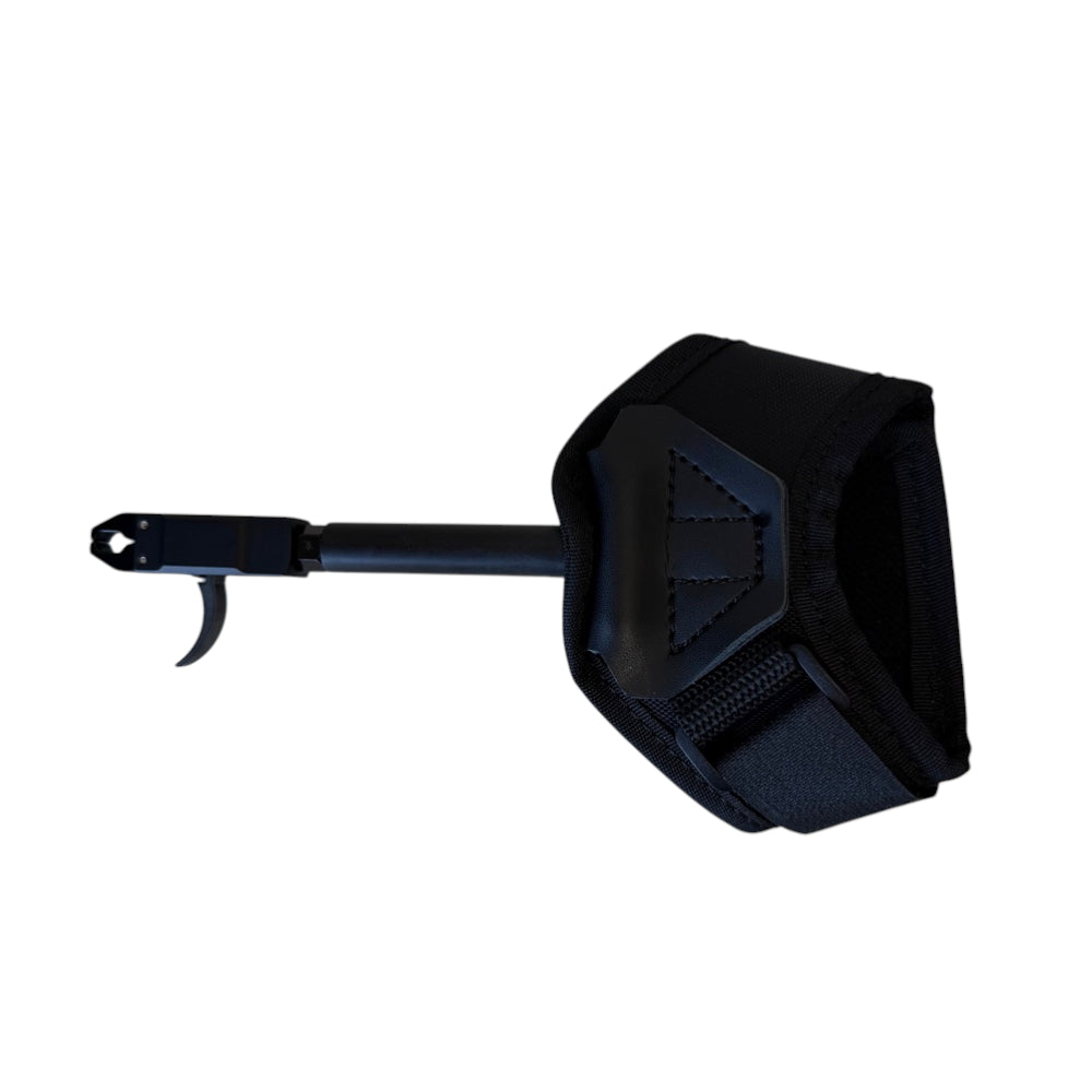 Black archery-style release aid with smooth trigger action and ergonomic grip for precision shooting | Armament Mfg.